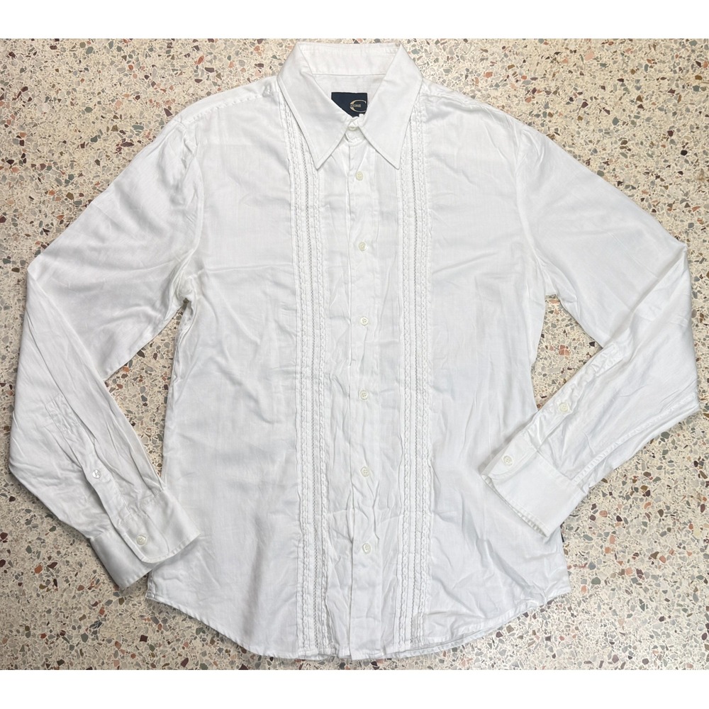 Just Cavalli Men's Button Up White Long Sleeve Tuxedo Shirt‎ Size 50